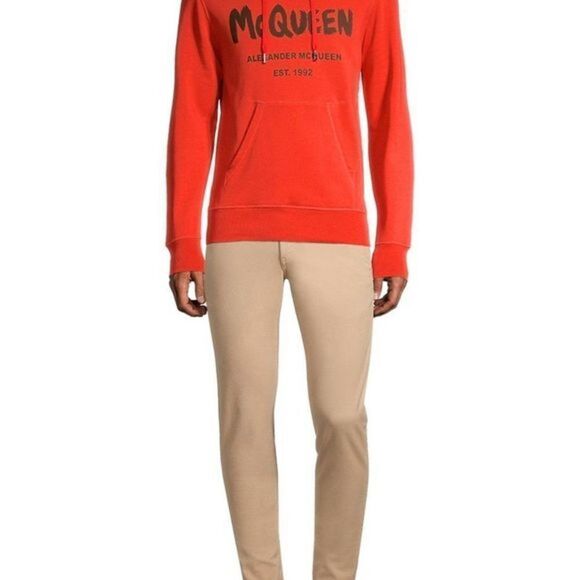 Alexander McQueen Graffiti Print Logo Hoodie New Mens Orange Small - Picture 3 of 3